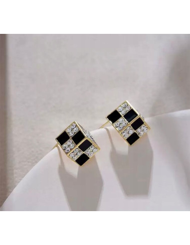 Kolczyki Szachownica srebrny sztyft 925 Lolita...