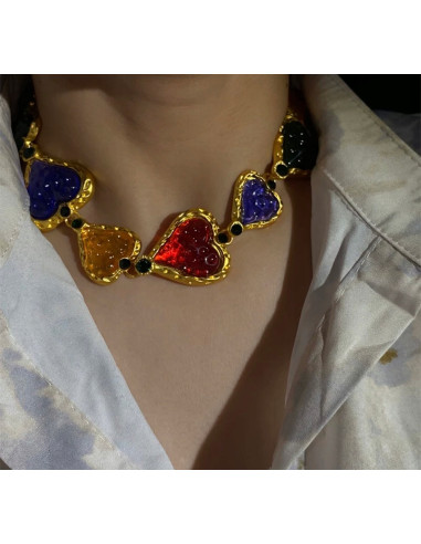 Naszyjnik kolorowe kamienie Serce pod szyję...