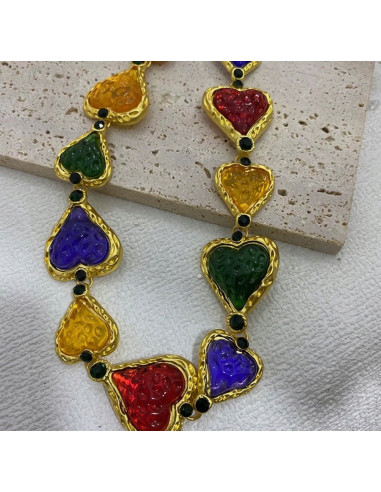 Naszyjnik kolorowe kamienie Serce pod szyję...