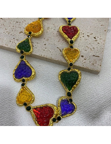 Naszyjnik kolorowe kamienie Serce pod szyję Lolita Accessories
