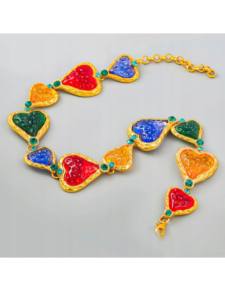 Naszyjnik kolorowe kamienie Serce pod szyję Lolita Accessories