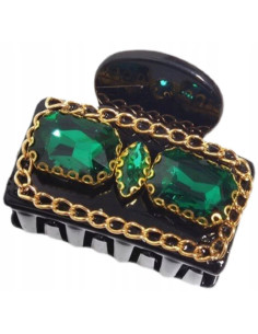 Klamry Lolita Accessories czarny z zielonymi Kamieniami