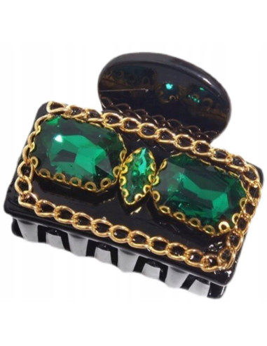 Klamry Lolita Accessories czarny z zielonymi Kamieniami