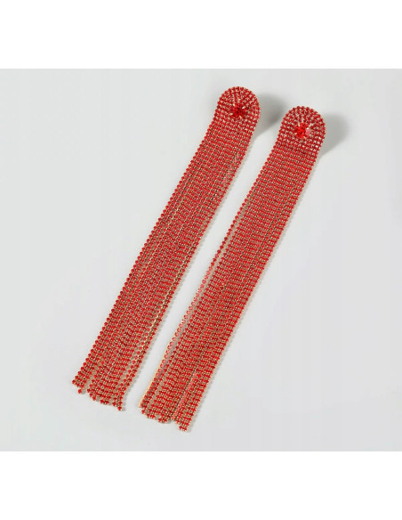 Kolczyki cyrkoniowe cyrkonie długie Lolita Accessories czerwone cyrkonie