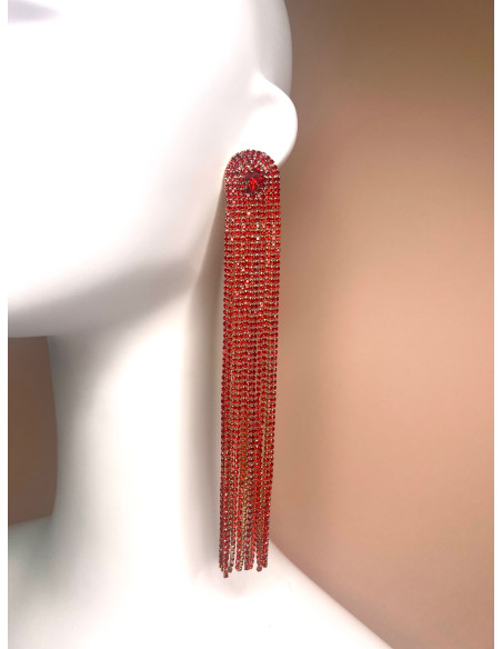 Kolczyki cyrkoniowe cyrkonie długie Lolita Accessories czerwone cyrkonie