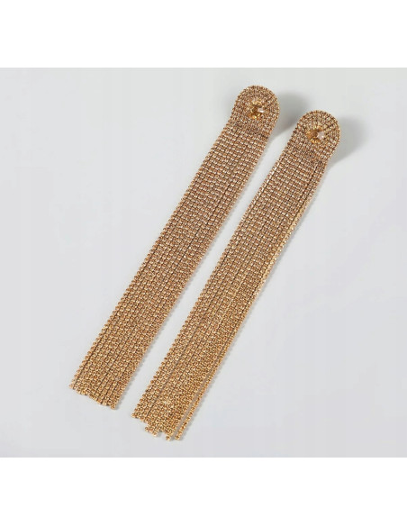 Kolczyki cyrkoniowe cyrkonie długie Lolita Accessories złote cyrkonie
