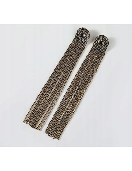 Kolczyki cyrkoniowe cyrkonie długie Lolita Accessories czarne cyrkonie