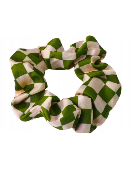 Gumka Duża Scrunchie Satyna Szachownica Lolita Accessories