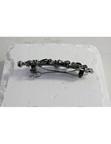 Klamra francuska GRAFITOWY KWIAT KRYSZTAŁKI Lolita Accessories