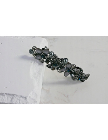 Klamra francuska GRAFITOWY KWIAT KRYSZTAŁKI...