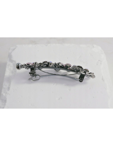 Klamra francuska RÓŻOWO-GRAFITOWY KWIAT...