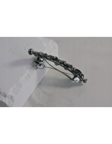 Klamra francuska RÓŻOWO-GRAFITOWY KWIAT...