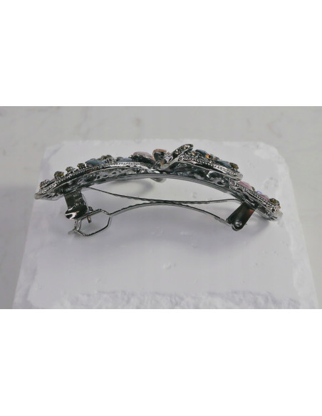 Klamra francuska KOKARDA Z KWIATAMI KRYSZTAŁKI Lolita Accessories