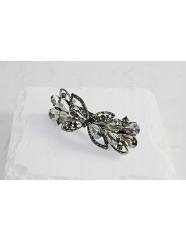 Klamra francuska KWIAT GRAFITOWE KRYSZTAŁKI...