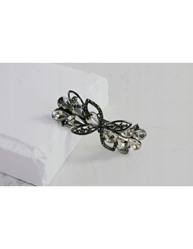 Klamra francuska KWIAT GRAFITOWE KRYSZTAŁKI...