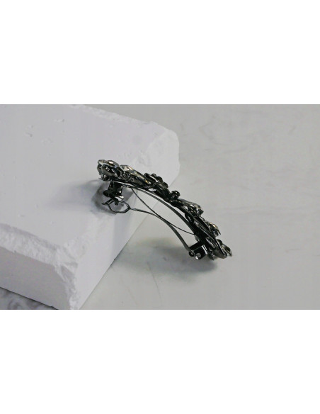 Klamra francuska KWIAT GRAFITOWE KRYSZTAŁKI Lolita Accessories