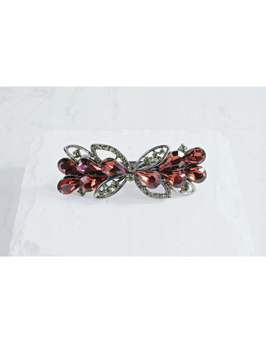 Klamra francuska KWIAT BURGUNDOWE KRYSZTAŁKI Lolita Accessories