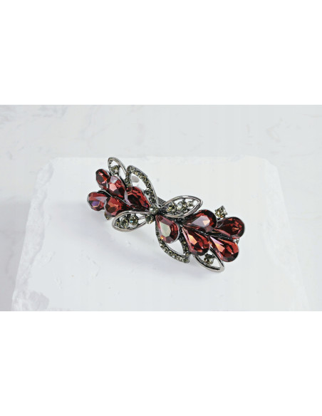 Klamra francuska KWIAT BURGUNDOWE KRYSZTAŁKI Lolita Accessories