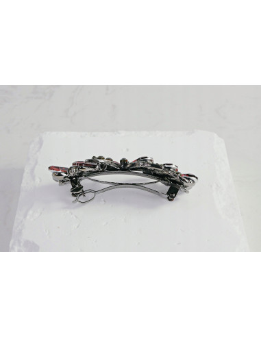 Klamra francuska KWIAT BURGUNDOWE KRYSZTAŁKI...