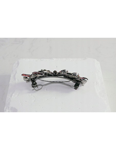 Klamra francuska KWIAT BURGUNDOWE KRYSZTAŁKI Lolita Accessories