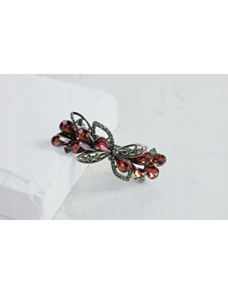 Klamra francuska KWIAT BURGUNDOWE KRYSZTAŁKI Lolita Accessories