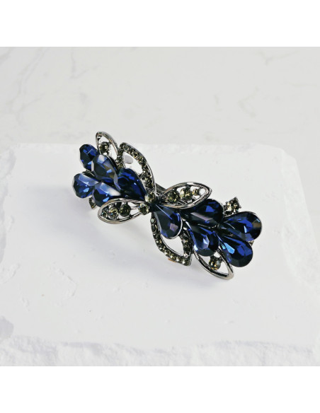 Klamra francuska KWIAT GRANATOWE KRYSZTAŁKI Lolita Accessories