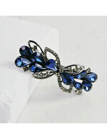 Klamra francuska KWIAT GRANATOWE KRYSZTAŁKI Lolita Accessories