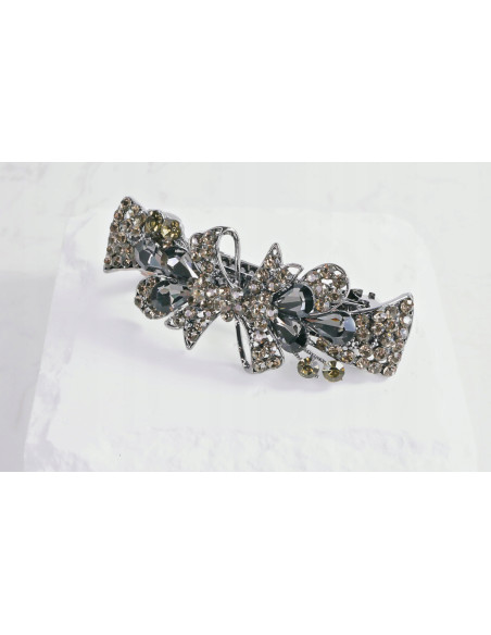 Klamra francuska KOKARDA GRAFITOWE KRYSZTAŁKI Lolita Accessories