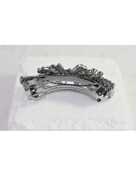 Klamra francuska KOKARDA GRAFITOWE KRYSZTAŁKI Lolita Accessories