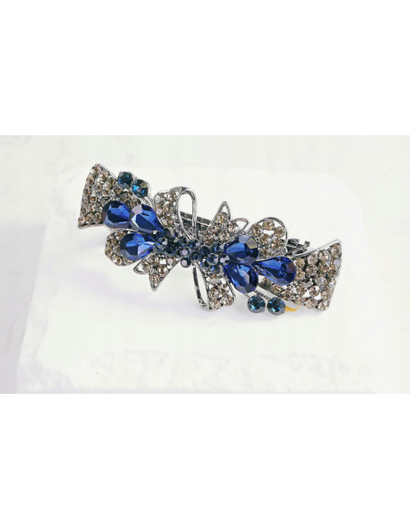 Klamra francuska KOKARDA GRANATOWE KRYSZTAŁKI Lolita Accessories