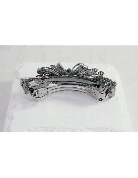 Klamra francuska KOKARDA BURGUNDOWE KRYSZTAŁKI Lolita Accessories