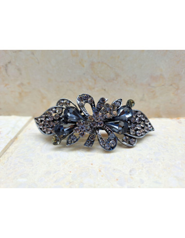 Klamra francuska KOKARDA GRAFITOWE KRYSZTAŁKI...