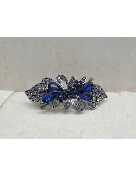 Klamra francuska KOKARDA GRANATOWE KRYSZTAŁKI Lolita Accessories