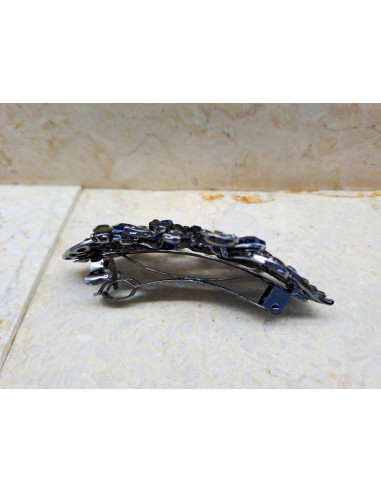 Klamra francuska KOKARDA GRANATOWE KRYSZTAŁKI...