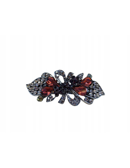 Klamra francuska KOKARDA BURGUNDOWE KRYSZTAŁKI Lolita Accessories