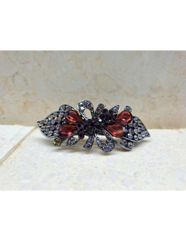 Klamra francuska KOKARDA BURGUNDOWE KRYSZTAŁKI...