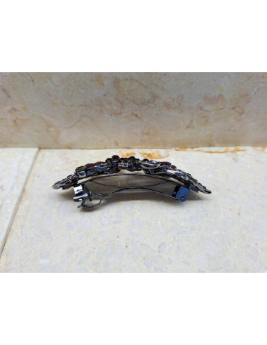 Klamra francuska KOKARDA BURGUNDOWE KRYSZTAŁKI...