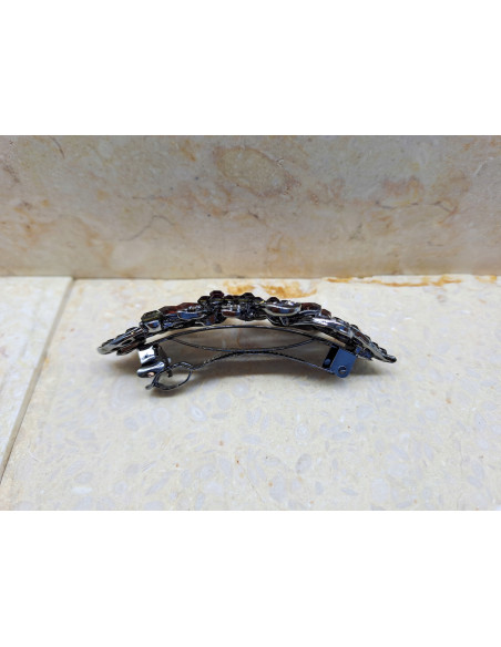 Klamra francuska KOKARDA BURGUNDOWE KRYSZTAŁKI Lolita Accessories