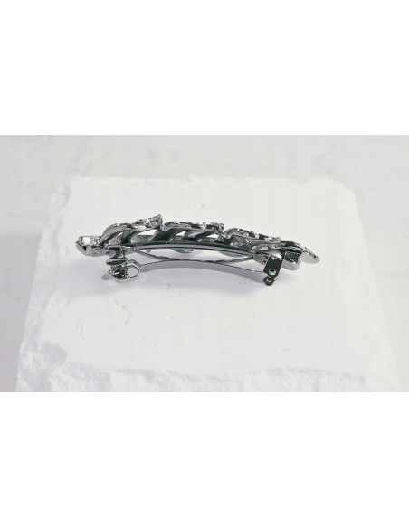 Klamra francuska LIŚĆ GRAFITOWE-GRANATOWE KRYSZTAŁKI Lolita Accessories