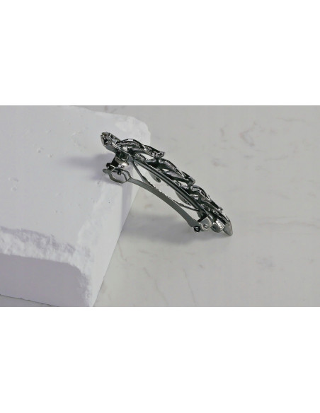 Klamra francuska LIŚĆ GRAFITOWE KRYSZTAŁKI Lolita Accessories