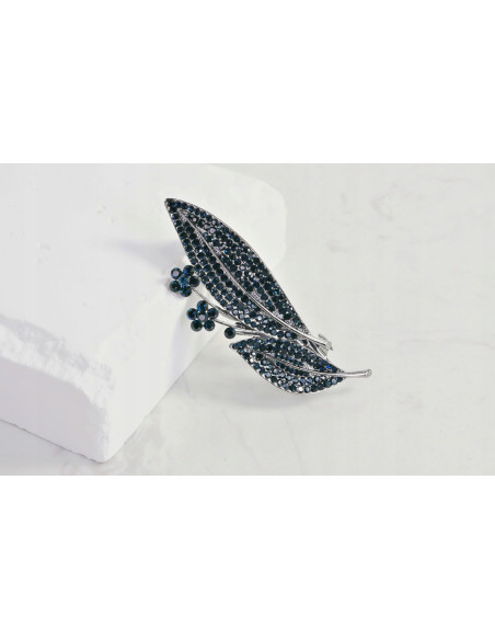 Klamra francuska DWA LIŚCIE GRANATOWE KRYSZTAŁKI Lolita Accessories