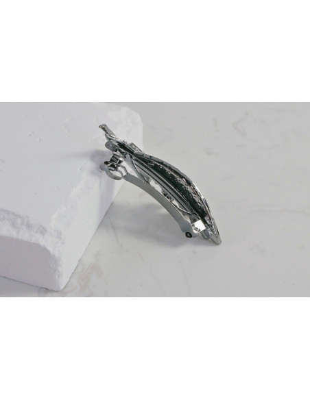 Klamra francuska DWA LIŚCIE GRANATOWE KRYSZTAŁKI Lolita Accessories