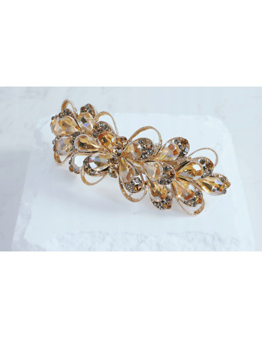 Klamra francuska ZŁOTY KWIAT MIODOWE KRYSZTAŁKI...