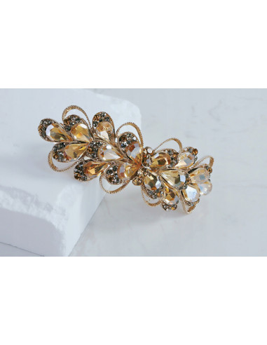 Klamra francuska ZŁOTY KWIAT MIODOWE KRYSZTAŁKI...