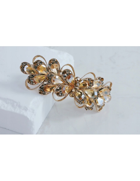 Klamra francuska ZŁOTY KWIAT MIODOWE KRYSZTAŁKI Lolita Accessories