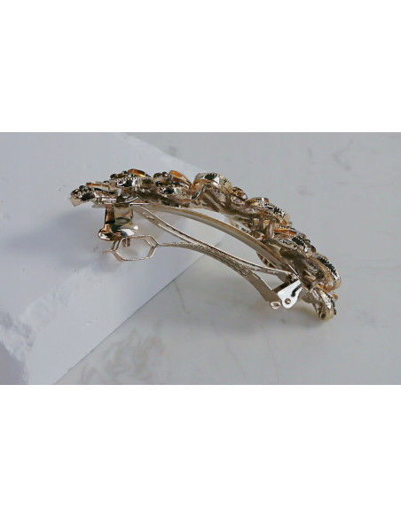 Klamra francuska ZŁOTY KWIAT MIODOWE KRYSZTAŁKI Lolita Accessories