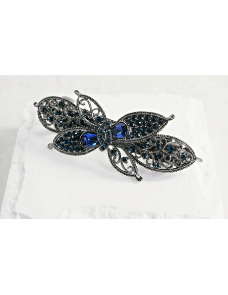 Klamra francuska KWIAT GRANATOWE KRYSZTAŁKI Lolita Accessories