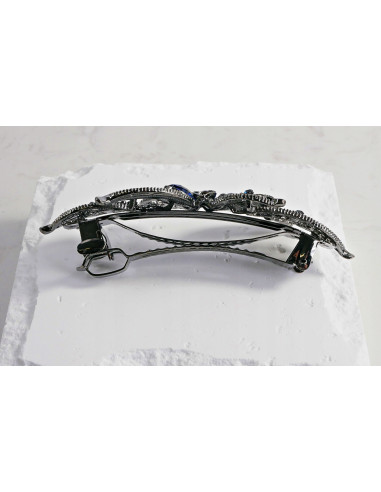 Klamra francuska KWIAT GRANATOWE KRYSZTAŁKI...