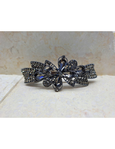 Klamra francuska KWIAT GRAFITOWE KRYSZTAŁKI...