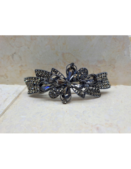 Klamra francuska KWIAT GRAFITOWE KRYSZTAŁKI Lolita Accessories